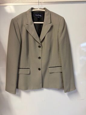 Evan- Picone Beige Taupe Houndstooth Blazer Sz 16
